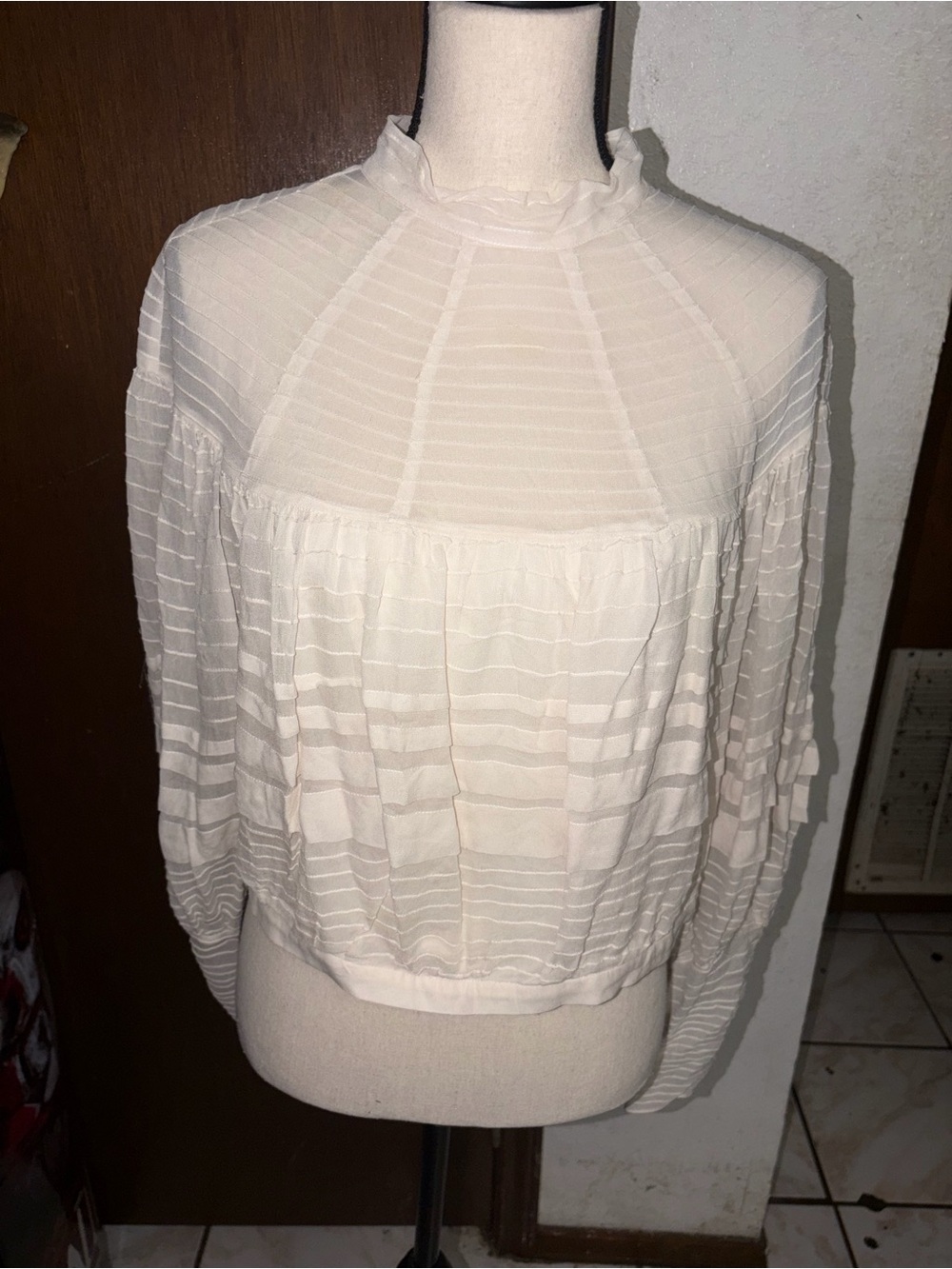 Zimmermann cropped blouse in white/ecru,